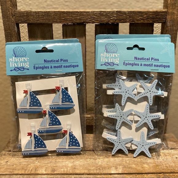 Sailboat Clips & Starfish Clips, Nautical Decorative Wood Clips, Nautical Clips - Picture 5 of 16